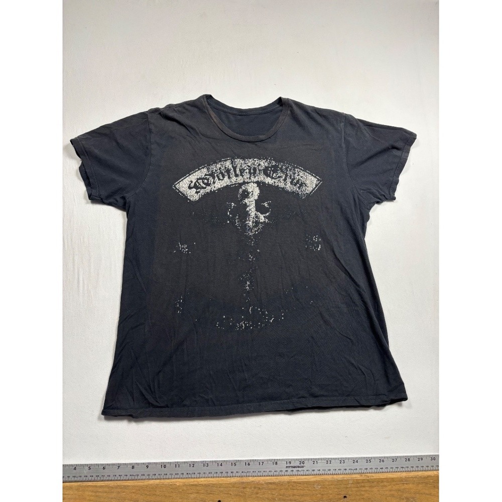 Motley Crue Vintage Graphic T Shirt Mens L Black Distressed Rock Band Tee